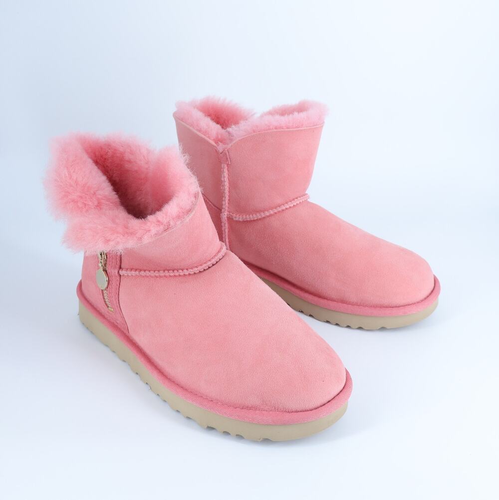 UGG Classic Bailey Zip Mini Boots Pink Blossom Sheepskin Winter Boot Women's 9